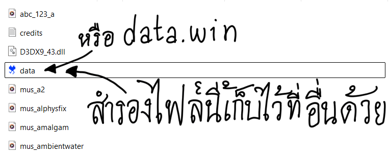 ตำแหน่งไฟล์ data.win ภายในโฟลเดอร์ UNDERTALE